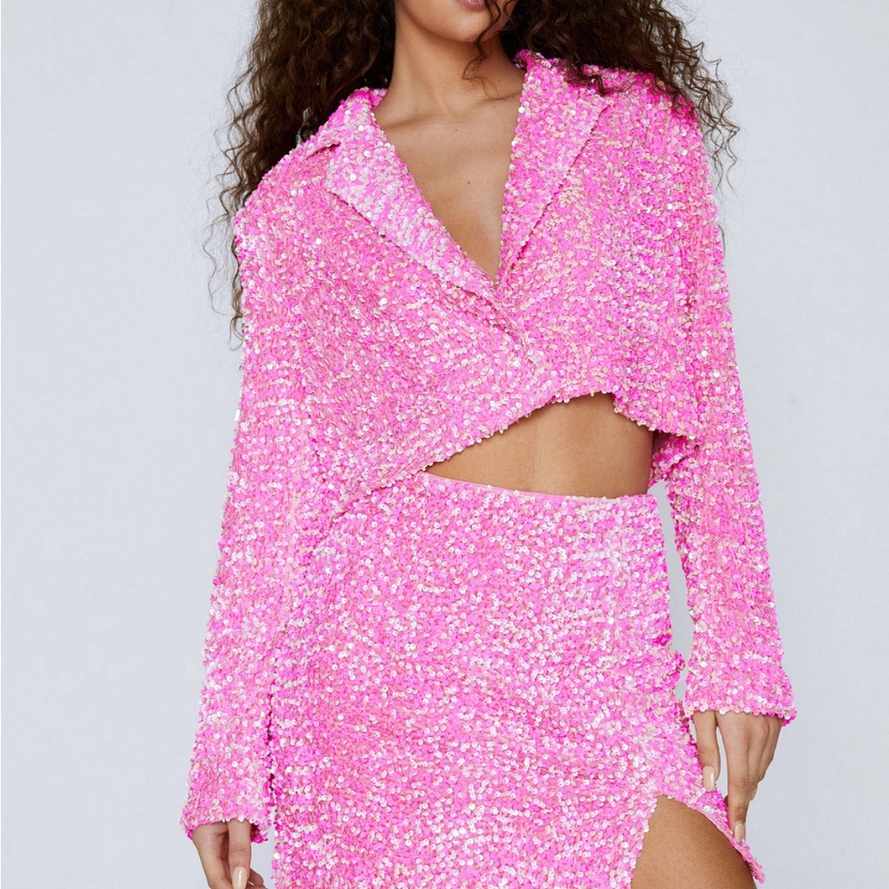 Pink sequin velvet blazer Nasty Gal Eras Tour